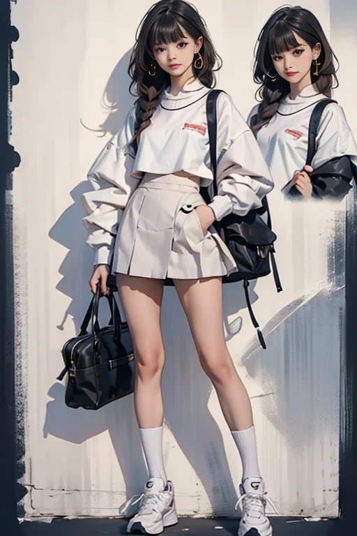 Illustration of a girl wearing for school, a short skirt for school