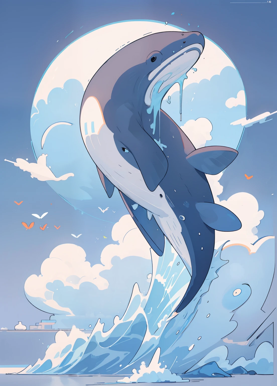 Stable Diffusion Prompt: Illustration of a shark jumping out of the water