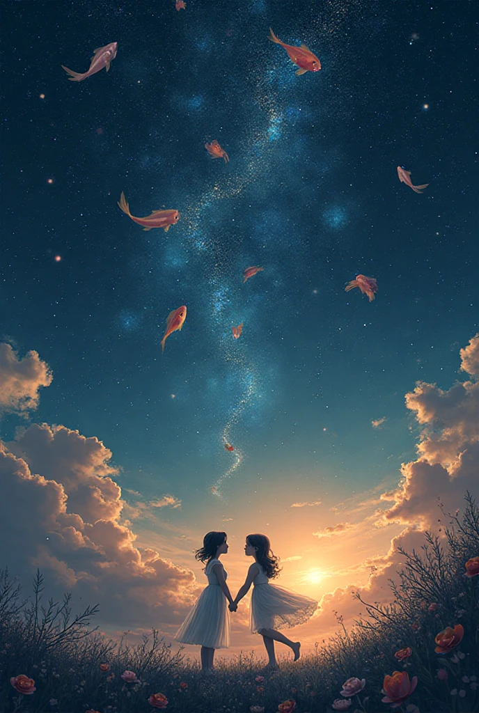 Night Sky Beautiful Love Fish Meteor