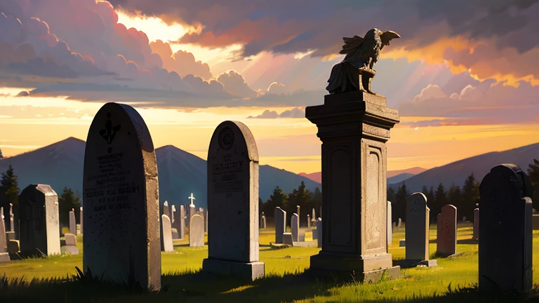 Best quality, photography, finely detail, solitary granite headstone