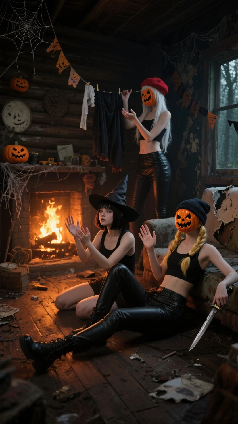 (masterpiece, best quality, photorealistic: 1.4), realistic, detailed, cinematic, 

Three young special agent girls resting insi...