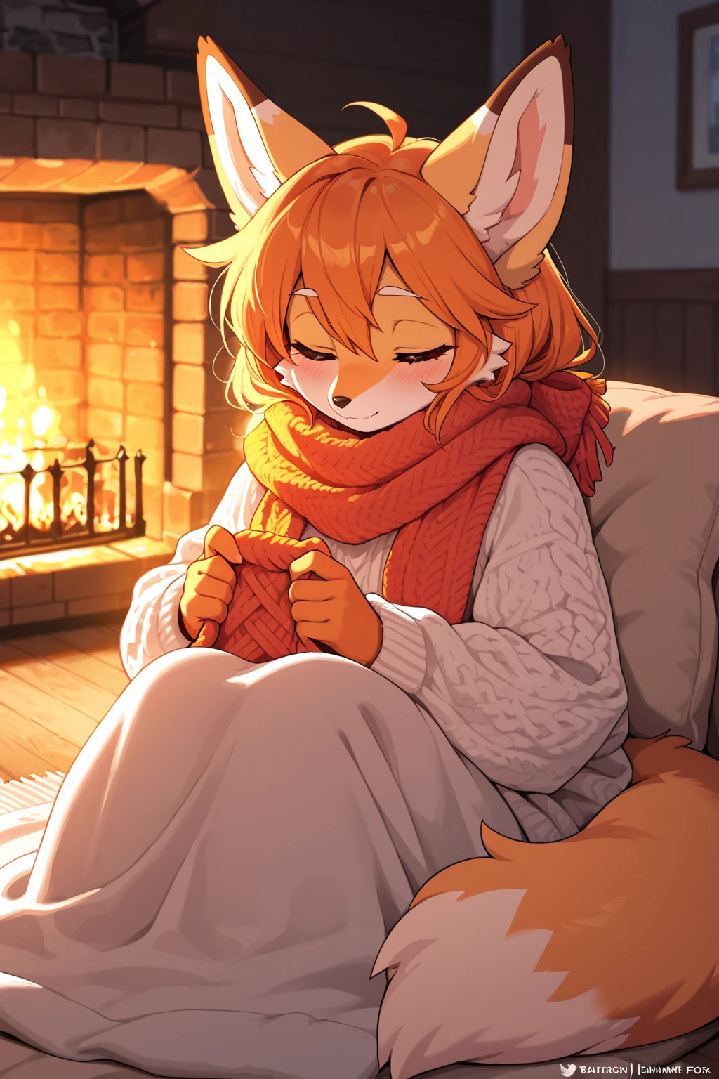 (masterpiece:1.3), furry art, anthro fox girl, orange and white fur