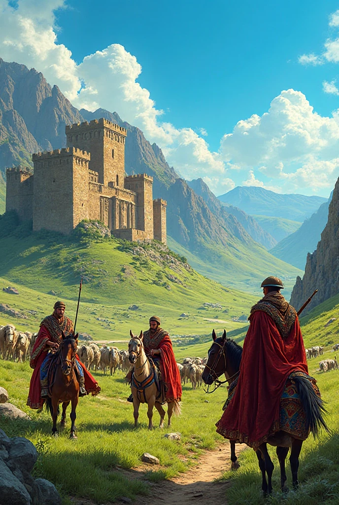 Create a stunning, panoramic Marvel-style comic book illustration of the histori