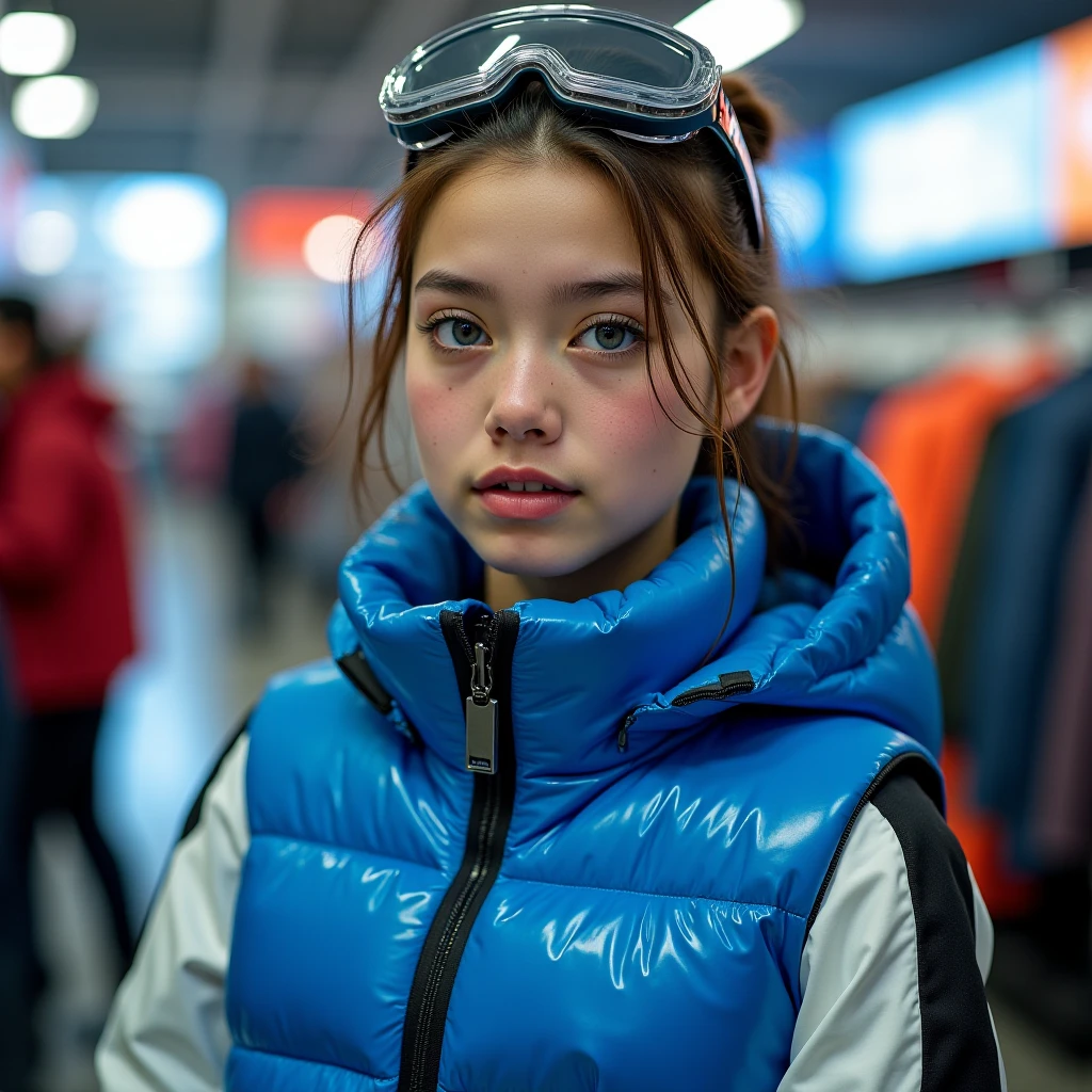 Full-body portrait, standing  surprised eager  slim ponytail blushing 