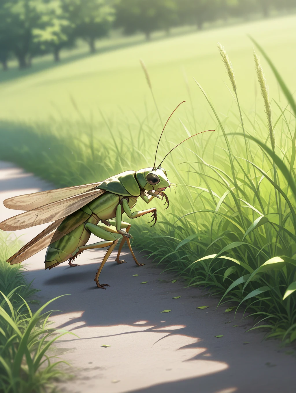 ,masterpiece,top quality,amazing quality,  Grasshopper、Grass