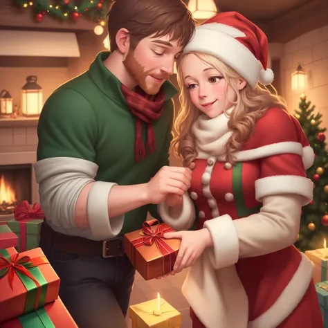 Christmas, Gift, warm atmosphere, family, by Piper Thibodeau, intricate, (best quality, masterpiece, Representative work, offici...