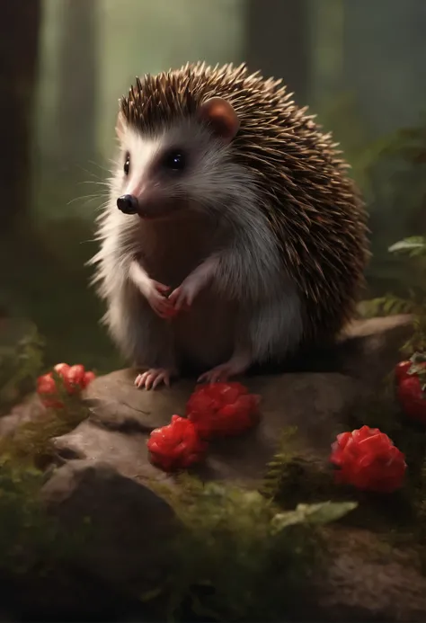 Hedgehog vampire, hedgehog, fanged hedgehog, hedgehog with red eyes, Hedgehog covered in blood,hedgehog breaks my heart, a blood...