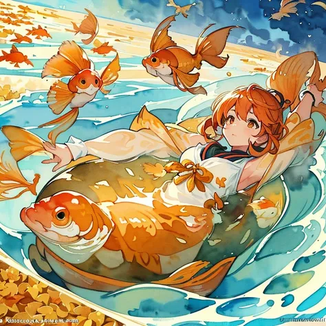 A market woman is floating with a large group of diffused cornflakes..、amazing dynamism、amazing angle、Unstable buoyancy sandstor...