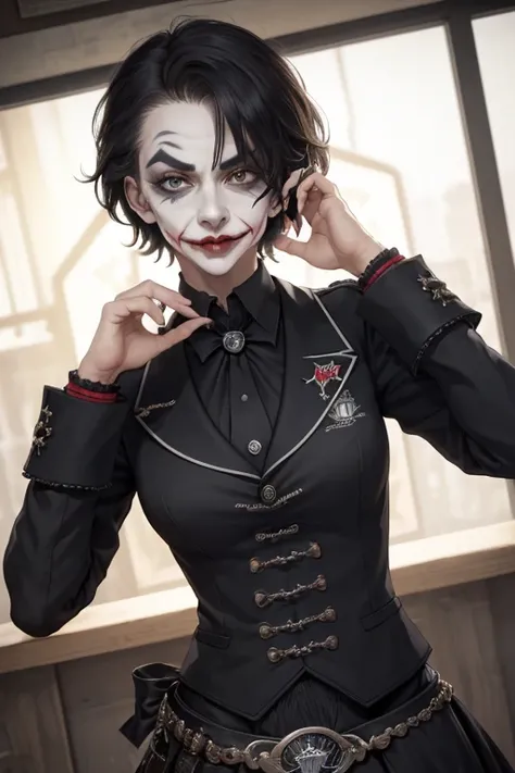 (Meisterwerk, Best quality, Allein, Komplizierte Details, chromatische Abweichung), Realistisch, Der Joker, HoldingRockstarEnerg...