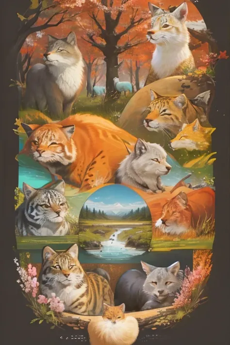 wild animals,wild animals,peaceful animal,animal illustrations,mixed species,different kinds of animals,various species,diverse ...
