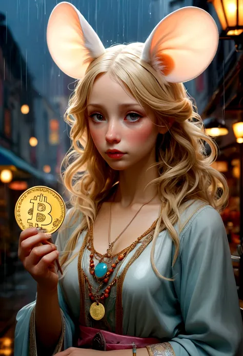 Mucha style , Hallucination, daydream , nightmare , Insane Dream , bokeh , erotica , realistic female mouse , realistic long nos...