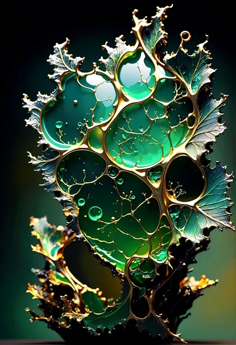 a beautiful abstract marble texture, with colors of black, green and gold, highly detailed, intricate design, marble material, B...