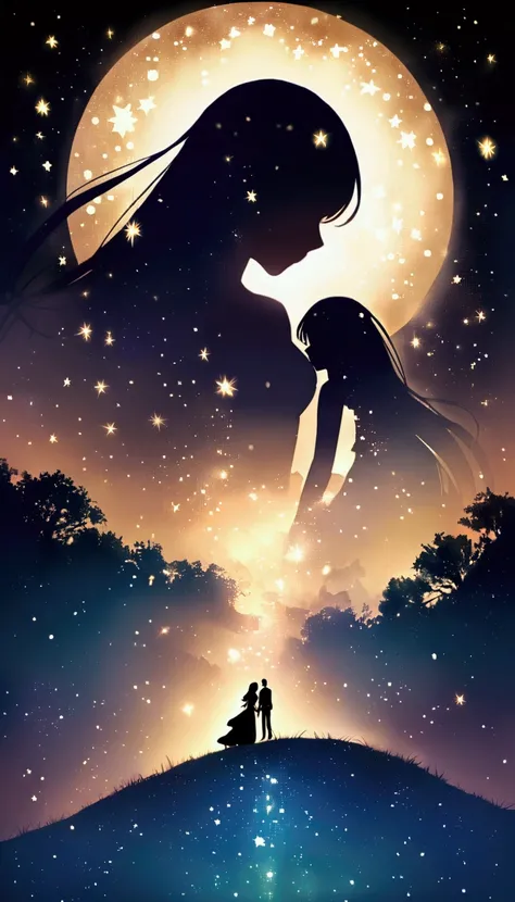 "Twinkling Star々The night sky is filled with, Each star shines brightly. This scene radiates a sense of love and connection., As...