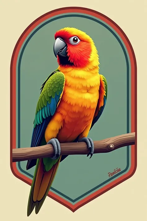 1 lovebird, says berani berkicau,vector shield logo,vintage