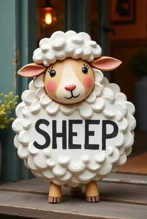 A sheep sign that says sheep 

