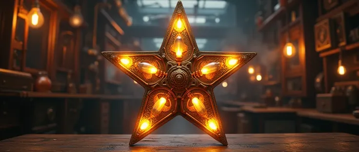Steampunk style game studio star logo
