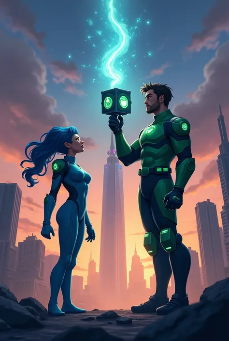 Captain Eco uses a device to detect areas of high consumption. Electra observes a building with lights on even though no one see...