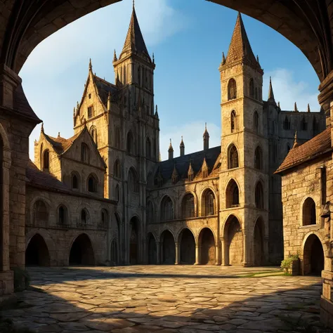 Create a medieval background without any people 
