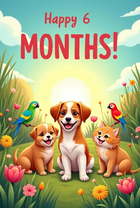 A picture that says 6 months with animals in the picture 
