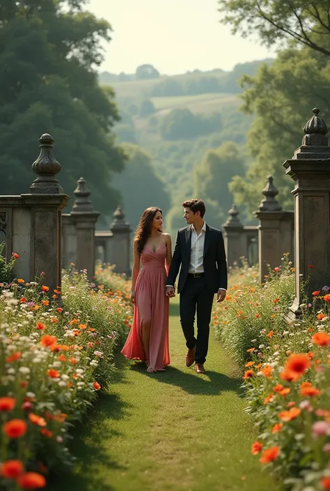 a romantic walks through a flower-filled English cemetery