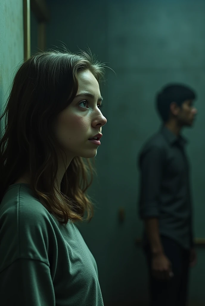 Scene from Squid Game (it would be from netflix) On one side of the general shot there is a 1 girl in profile, her skin is white...