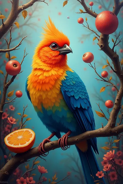 Chirped and tweeted bird 
surrealism painting 
