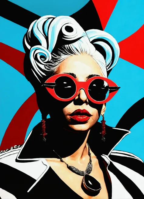 High contrast image of Lady Gaga for a Twitter page isotype. profile closeup, right angle, black and white. synthesize the image...