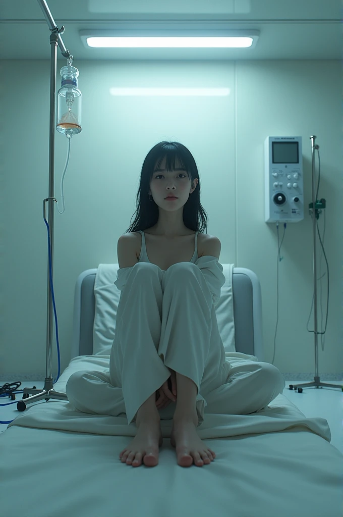 Me sitting in first person connected to an intravenous serum