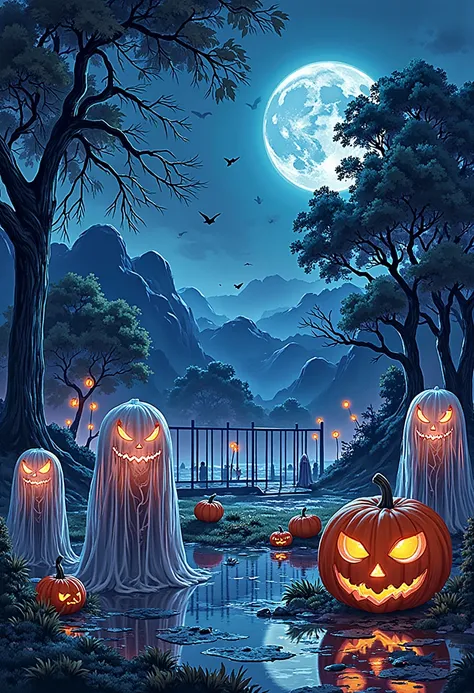 HalloweenGlowStyle ，Playground，Halloween，Halloween南瓜,  dark , atmosphere, night, glow, (masterpiece:1.3) ( Best quality:1.2) (Hi...