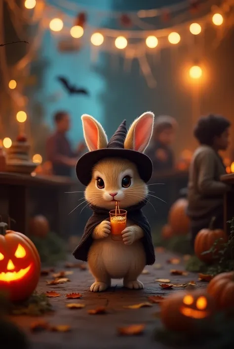 The rabbit at the Halloween party。