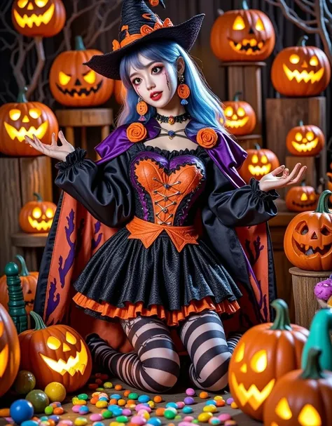(tmasterpiece), ( super detailed :1.3)，Best quality，(flash:1.2)，( fantasy Halloween world :1.4)，( Van Gogh Halloween :1.5),((( d...
