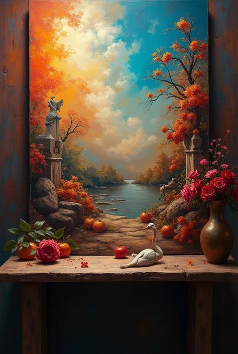 a beautiful detailed oil painting of a masterpiece artwork, intricate brushstrokes, impasto texture, high contrast, dramatic lig...