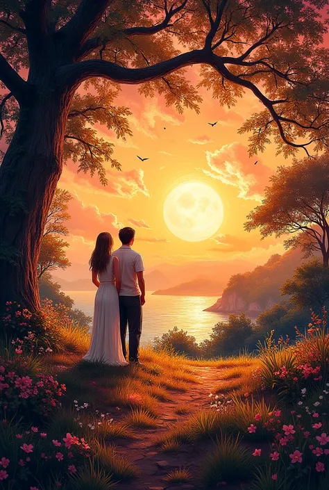romantic evening, ultra hd, realistic, vivid colors, highly detailed, UHD drawing, pen and ink, perfect composition, beautiful d...