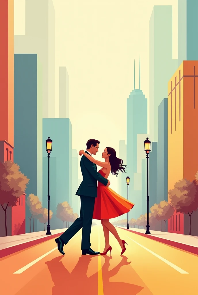  I want you to make an image based on the movie lalaland , that is also based on geometric movement , without being overloaded 
...