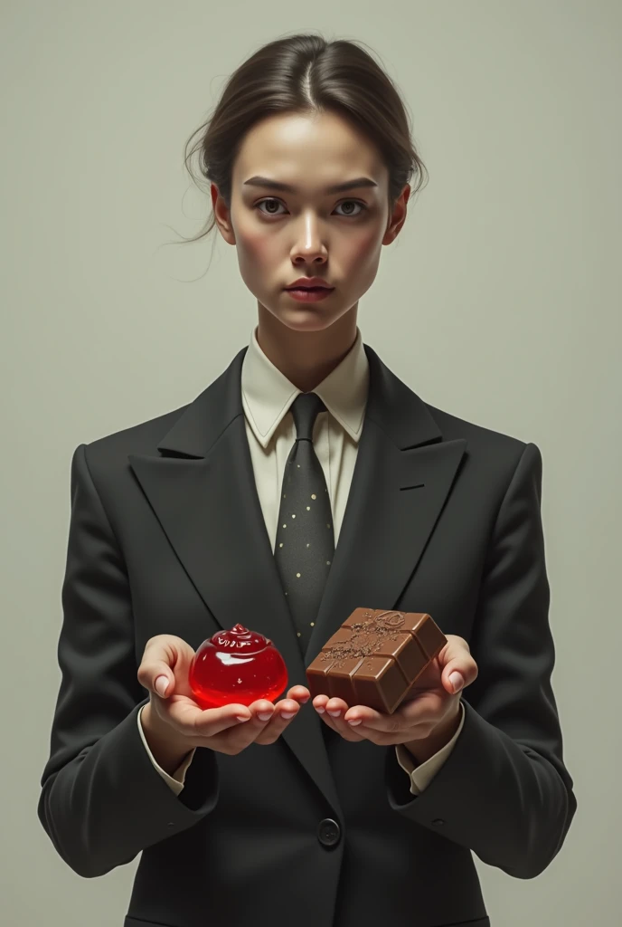 Stoic holding a gummy and a bar 