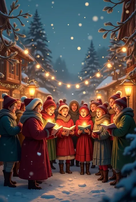Realism poster about the Christmas festivity entitled "Festive Jingle Caroling Extravaganza"