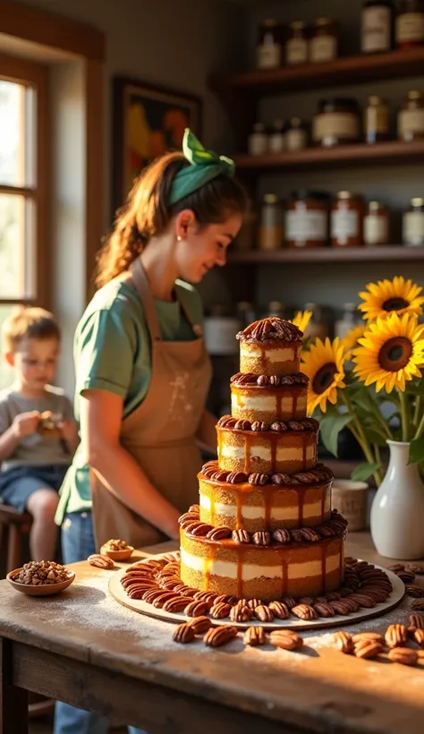 "Photo of a cozy kitchen, warm and inviting, where the sweet and nutty scent of baking fills the air, blending harmoniously with...