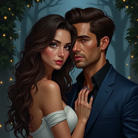 She:  a woman with long wavy brown hair ,  round brown eyes with golden sparkles , light skin,  of Turkish features ,  pink lips...
