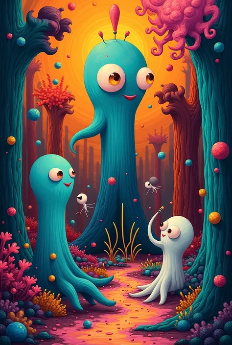 Abstract art that represents the complexity and diversity of postmodern thought.  cartoon 