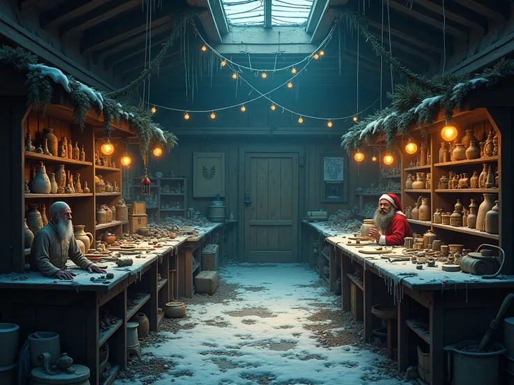 santas workshop but it has lose its magic and its VERY sad and empty and VERY dark and theres no one