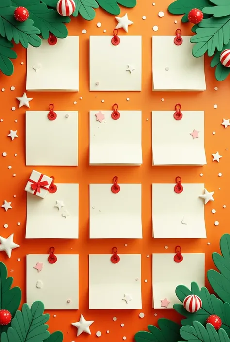advent calendar, Christmas special , in opaque orange and opaque green colors with space for the 24 days of the month of Decembe...