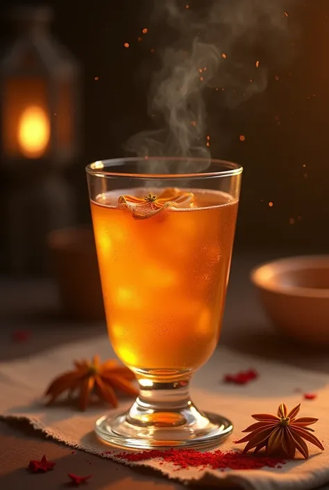 A glass  of suffron drink in ramezan tem
