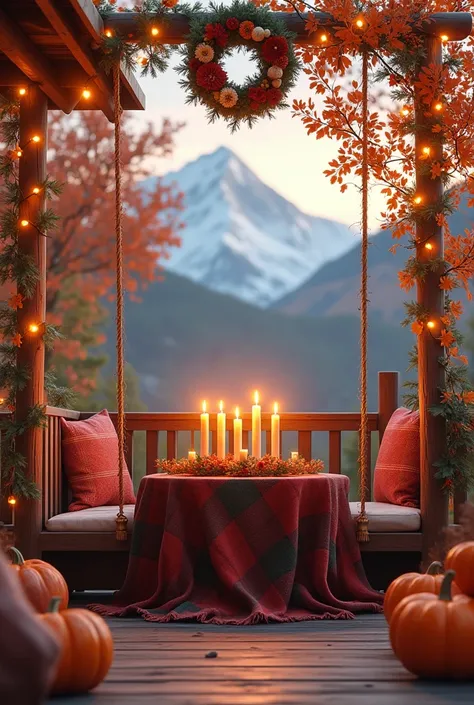  Bejarati door ,  terrace , table , table on adventi koszorú 4 gyertyàval,  on a wreath let a candle burn , autumn tree , autumn...