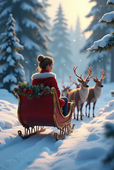  Christmas ,  DISNEY ,  Shortcut,  adult woman , solo, reindeer , Sleigh ride  ,