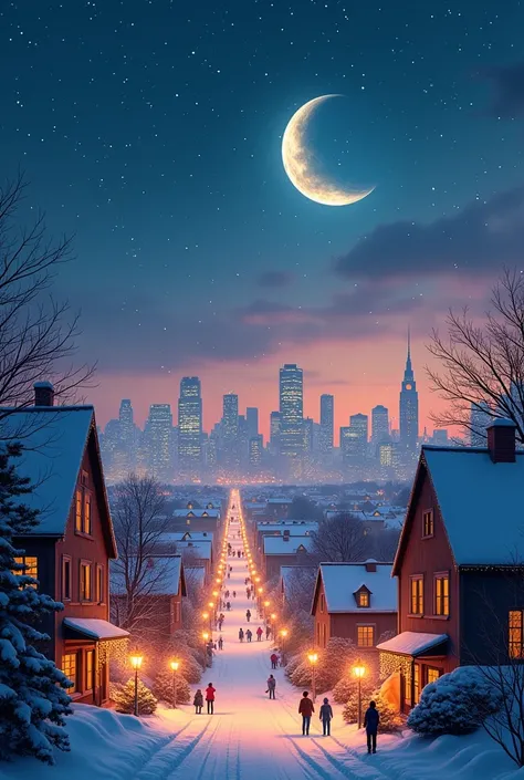 Christmas night sky city new year