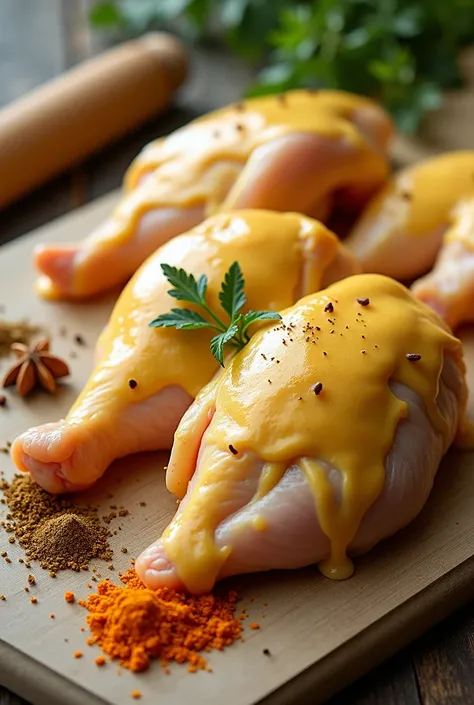 raw marinated chicken in yogurt and spices 