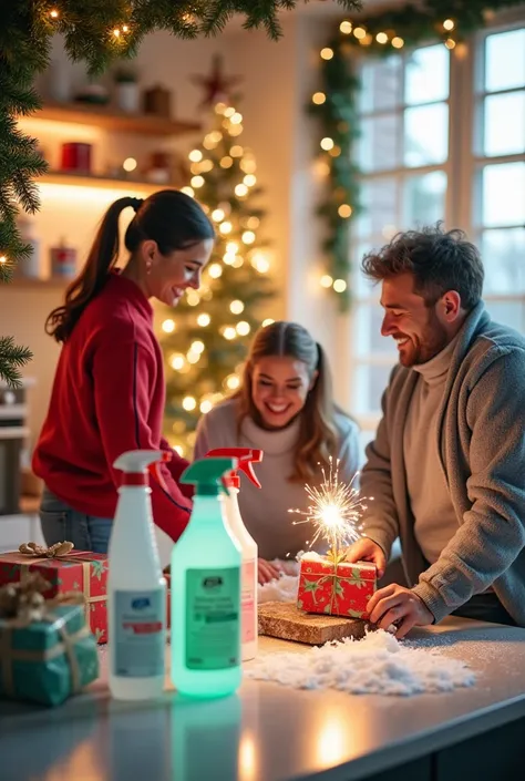Christmas advertisement for cleaning products that say JM cleaning 