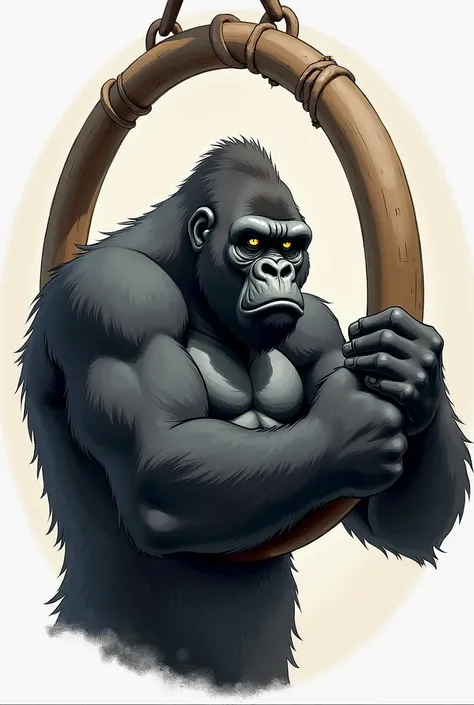 gorilla holding on with her hands hoop for profile picture