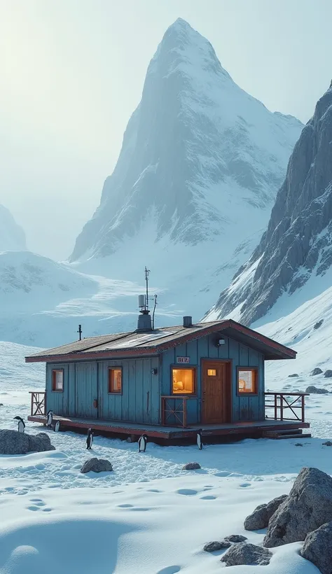 Realistic camping house in Antarctica