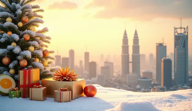 Christmas greeting card, malaysia, japanese company, construction, data centre, snow, summer, no human, landscape, more presents...